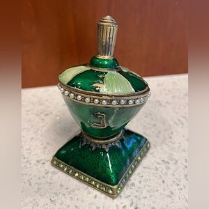Green Decorative Jeweled Pewter Dreidel